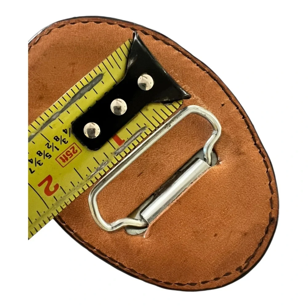 Belt buckle Patchwork leather large oval 3 “wide unisex bohemian western